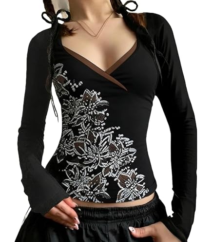 Amazon.com: Women Lace Patchwork Crop Top Y2k Fairycore Aesthetic